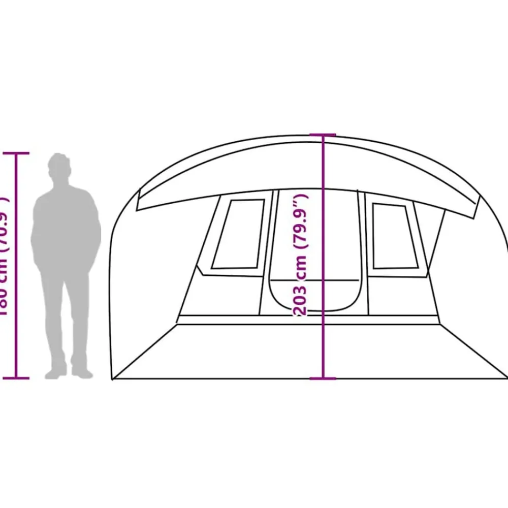 vidaXL Actividades Al Aire Libre-Tienda de campaña con túnel 5 personas impermeable gris naranja