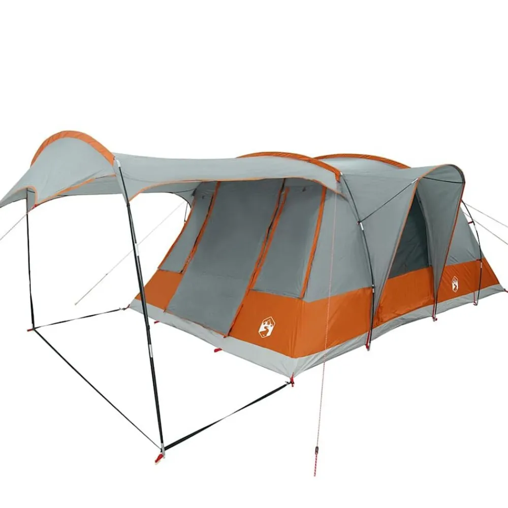 vidaXL Actividades Al Aire Libre-Tienda de campaña con túnel 5 personas impermeable gris naranja