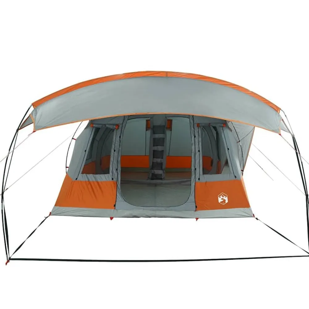 vidaXL Actividades Al Aire Libre-Tienda de campaña con túnel 5 personas impermeable gris naranja