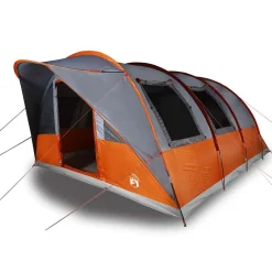 vidaXL Actividades Al Aire Libre-Tienda de campaña con túnel 5 personas impermeable gris naranja