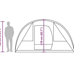 vidaXL Actividades Al Aire Libre-Tienda de campaña con túnel 5 personas impermeable gris naranja