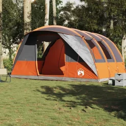 vidaXL Actividades Al Aire Libre-Tienda de campaña con túnel 5 personas impermeable gris naranja