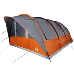 vidaXL Actividades Al Aire Libre-Tienda de campaña con túnel 5 personas impermeable gris naranja