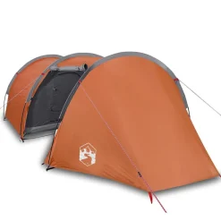 vidaXL Tienda de campaña con túnel para 4 personas impermeable naranja Gris Online