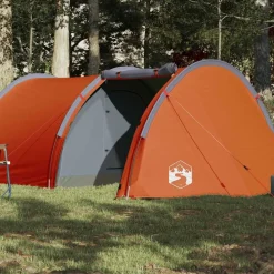vidaXL Tienda de campaña con túnel para 4 personas impermeable naranja Gris Online