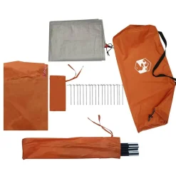 vidaXL Tienda de campaña con túnel para 4 personas impermeable naranja Gris Online