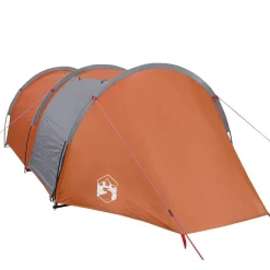 vidaXL Tienda de campaña con túnel para 4 personas impermeable naranja Gris Online