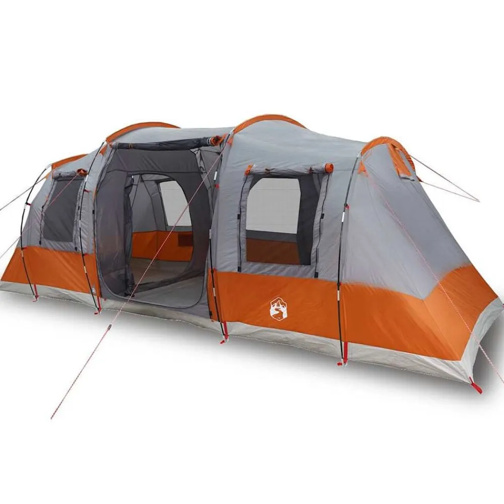 vidaXL Tienda de campaña con túnel 4 personas impermeable naranja Gris Outlet