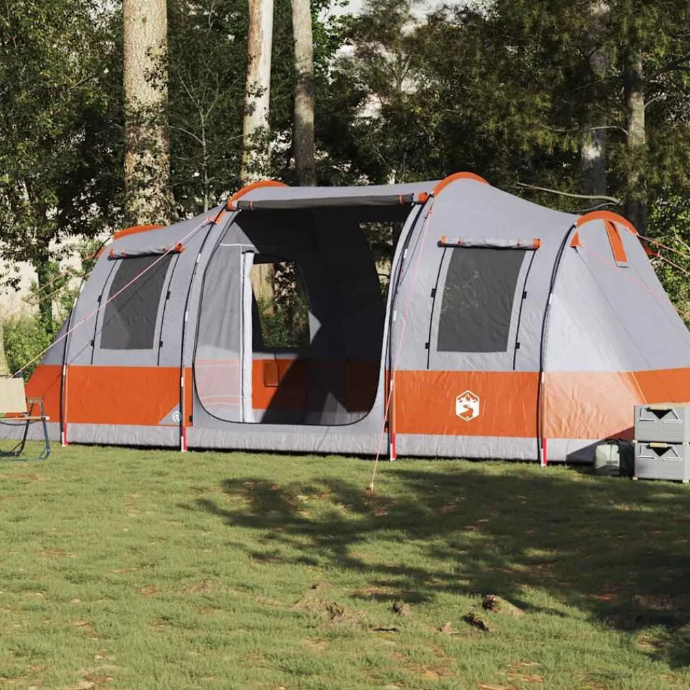 vidaXL Tienda de campaña con túnel 4 personas impermeable naranja Gris Outlet