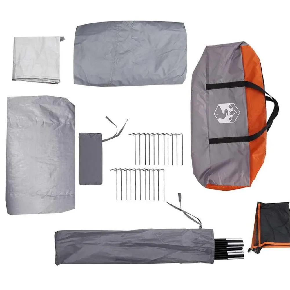 vidaXL Tienda de campaña con túnel 4 personas impermeable naranja Gris Outlet