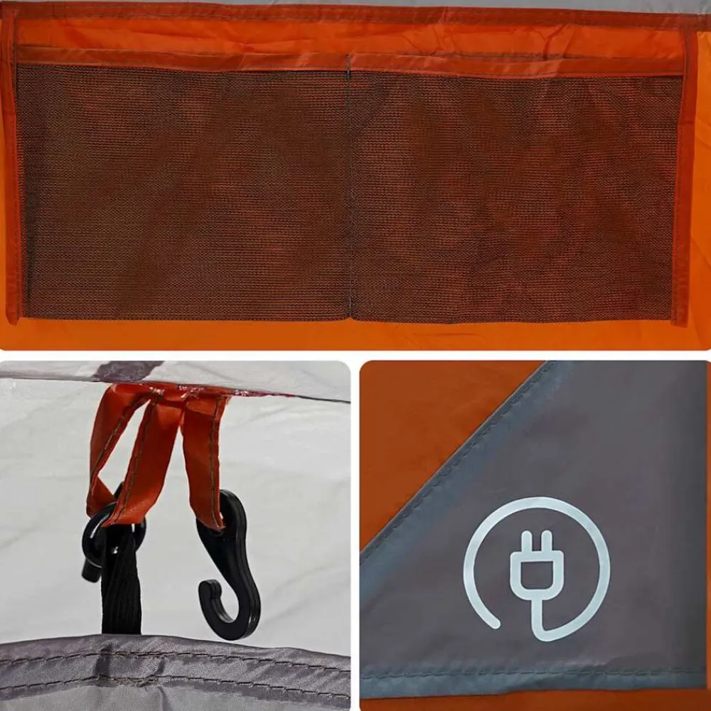 vidaXL Tienda de campaña con túnel 4 personas impermeable naranja Gris Outlet