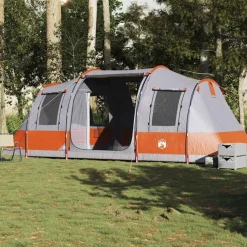 vidaXL Tienda de campaña con túnel 4 personas impermeable naranja Gris Outlet