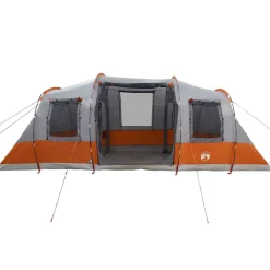 vidaXL Tienda de campaña con túnel 4 personas impermeable naranja Gris Outlet