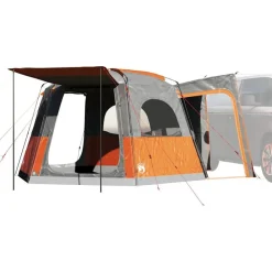 vidaXL Actividades Al Aire Libre-Tienda de campaña de coche 4 personas impermeable gris-naranja