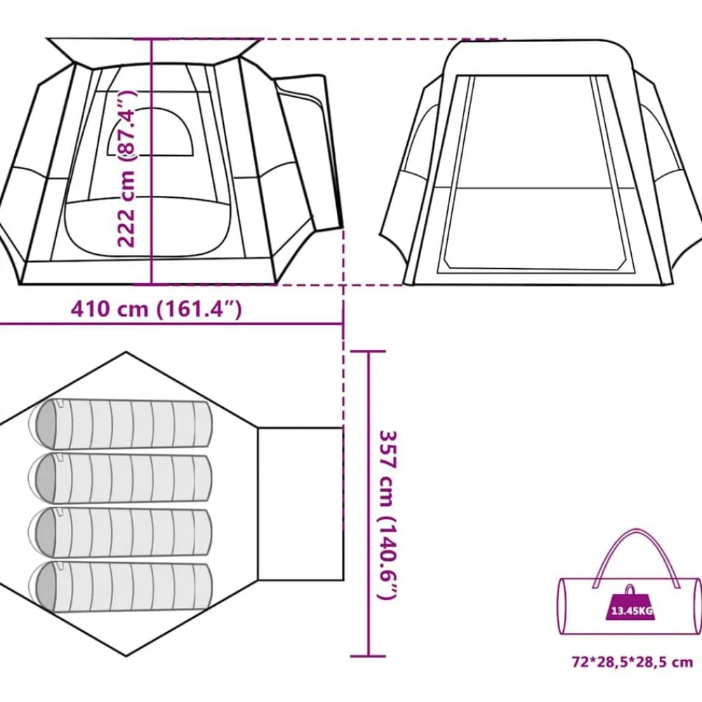 vidaXL Actividades Al Aire Libre-Tienda de campaña de coche 4 personas impermeable gris-naranja