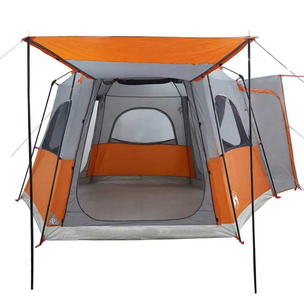 vidaXL Actividades Al Aire Libre-Tienda de campaña de coche 4 personas impermeable gris-naranja
