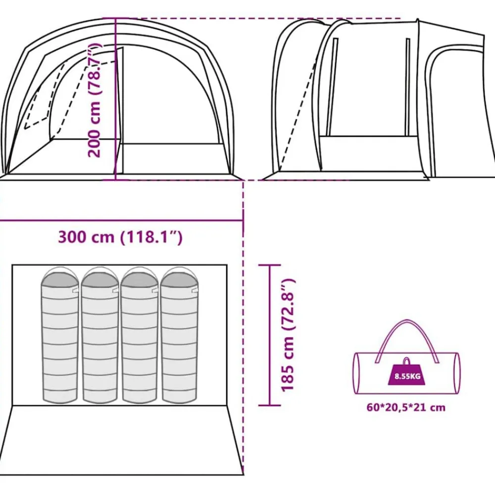 vidaXL Tienda de campaña de coche para 4 personas impermeable Azul Outlet