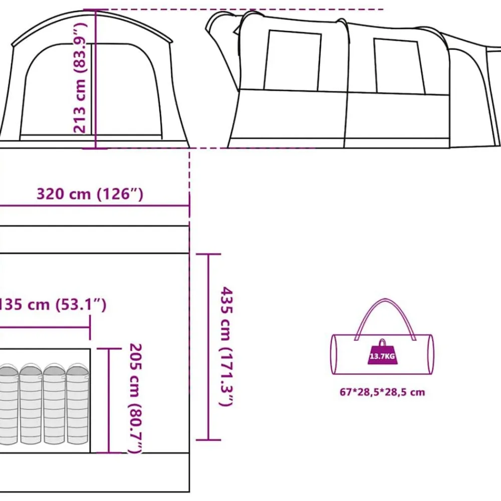vidaXL Tienda de campaña de coche 4 personas impermeable gris-naranja Gris y naranja Best