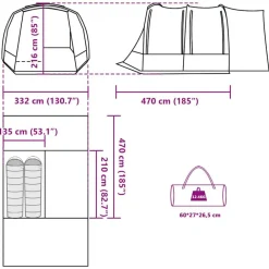 vidaXL Tienda de campaña de coche 2 personas impermeable gris-naranja Gris y naranja New