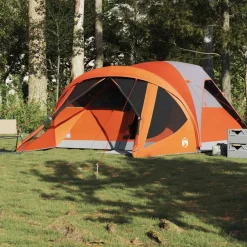 vidaXL Actividades Al Aire Libre-Tienda de campaña familiar túnel 6 personas impermeable naranja