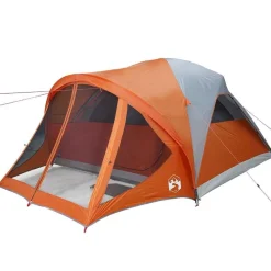 vidaXL Actividades Al Aire Libre-Tienda de campaña familiar túnel 6 personas impermeable naranja