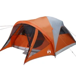 vidaXL Actividades Al Aire Libre-Tienda de campaña familiar túnel 6 personas impermeable naranja
