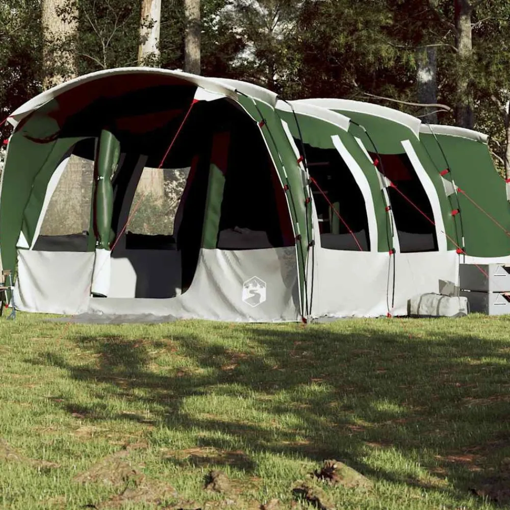 vidaXL Tienda de campaña familiar túnel 8 personas impermeable Verde New