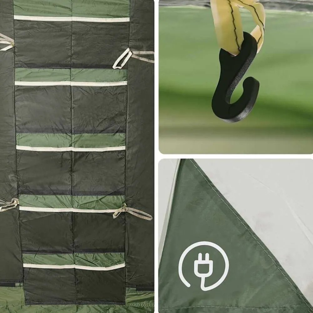 vidaXL Tienda de campaña familiar túnel 8 personas impermeable Verde New