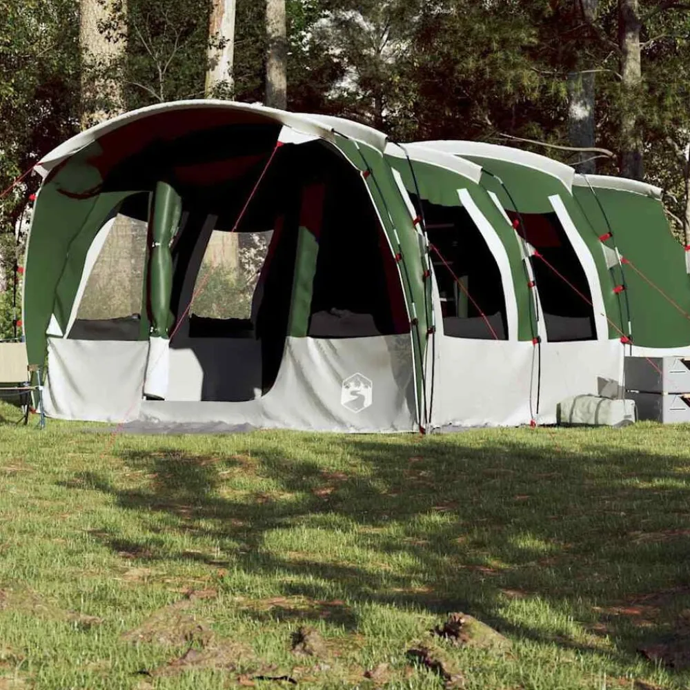 vidaXL Tienda de campaña familiar túnel 8 personas impermeable Verde New