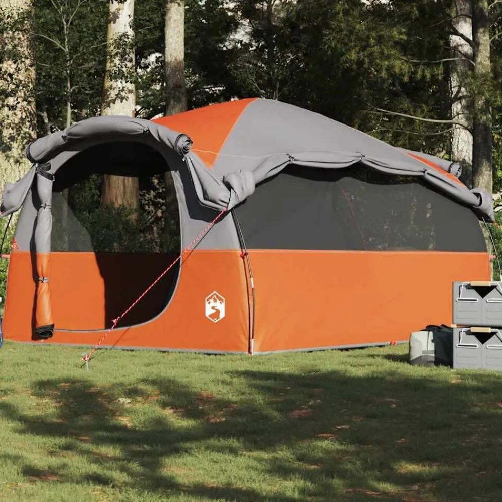 vidaXL Tienda de campaña familiar túnel 6 personas impermeable naranja Gris y naranja Discount