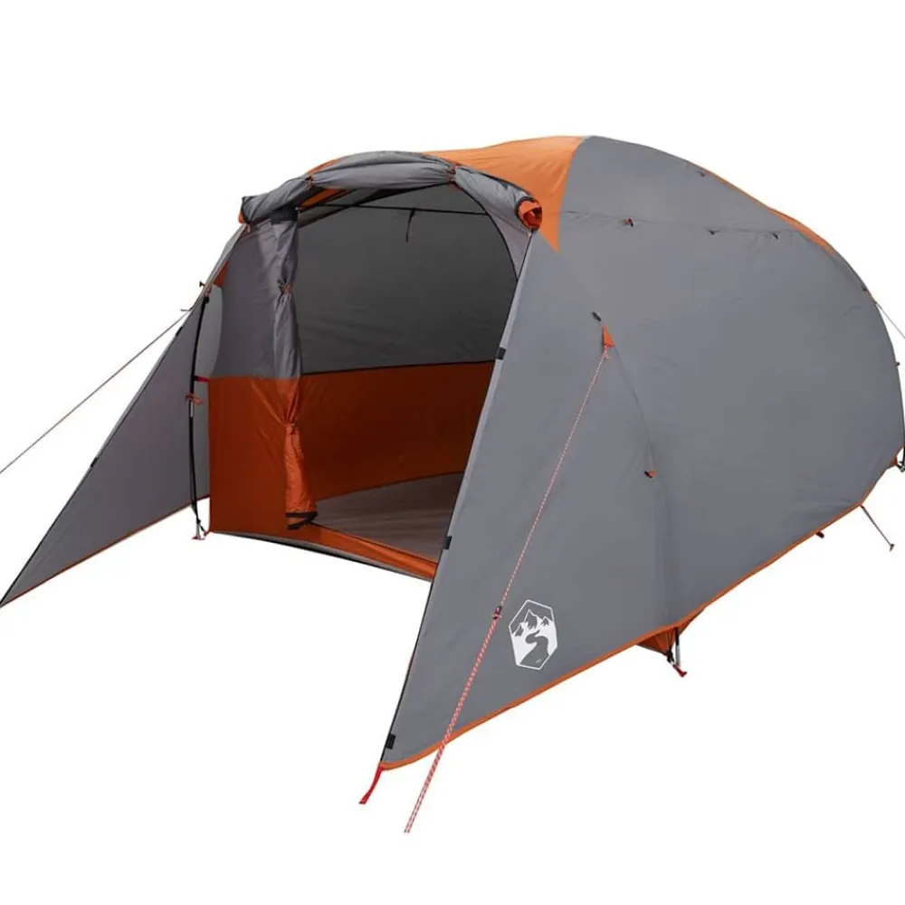 vidaXL Tienda de campaña familiar túnel 6 personas impermeable naranja Gris y naranja Discount