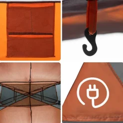 vidaXL Tienda de campaña familiar túnel 6 personas impermeable naranja Gris y naranja Discount