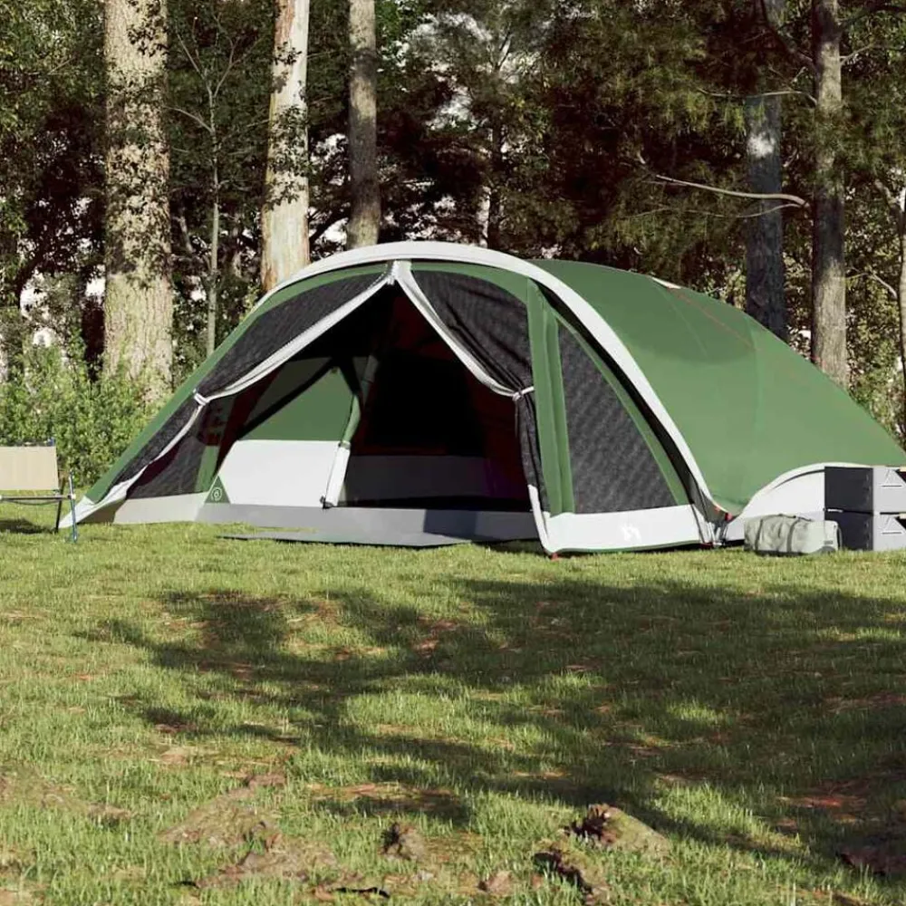 vidaXL Tienda de campaña familiar para 6 personas impermeable Verde Outlet