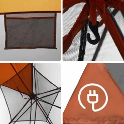 vidaXL Actividades Al Aire Libre-Tienda de campaña familiar túnel 8 personas impermeable naranja