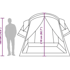 vidaXL Actividades Al Aire Libre-Tienda de campaña familiar túnel 8 personas impermeable naranja