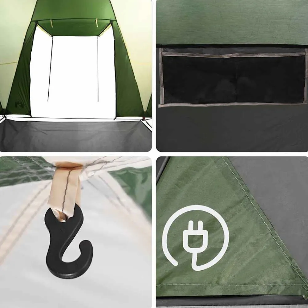vidaXL Tienda de campaña familiar iglú 8 personas impermeable Verde New
