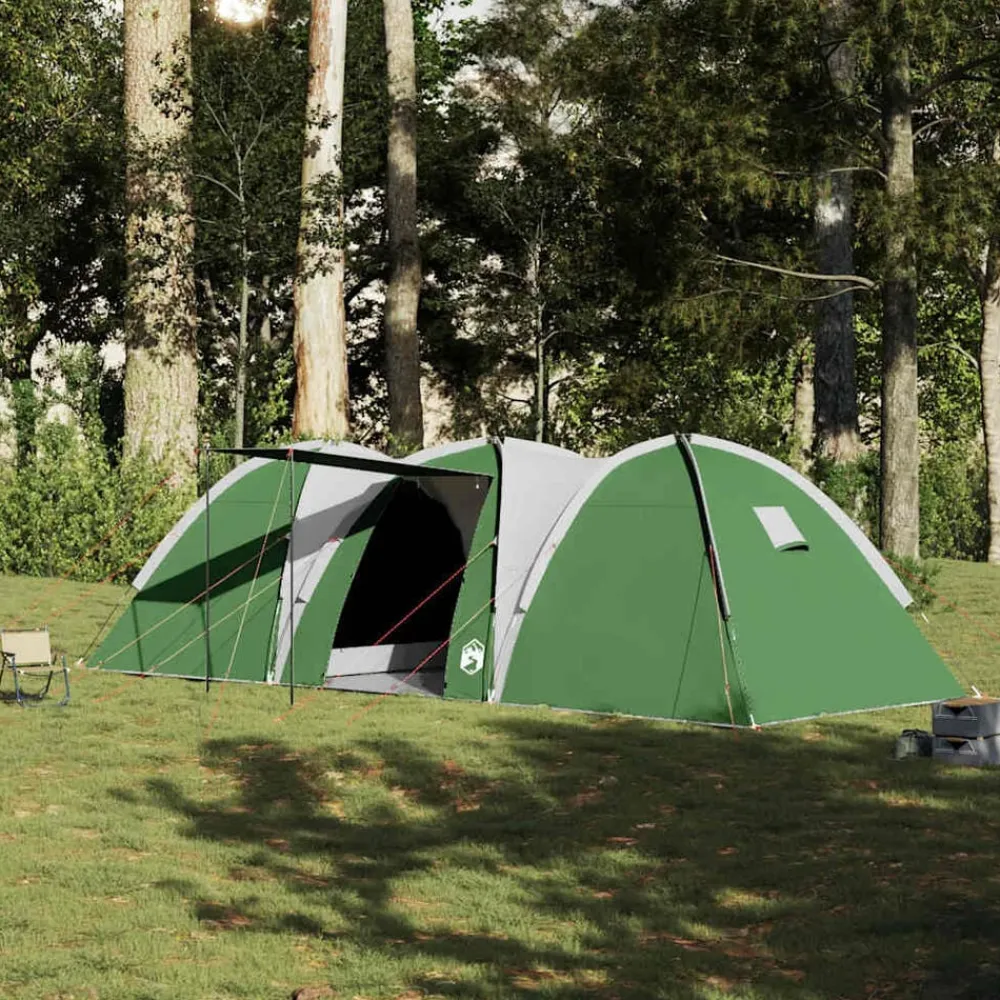 vidaXL Tienda de campaña familiar iglú 8 personas impermeable Verde New