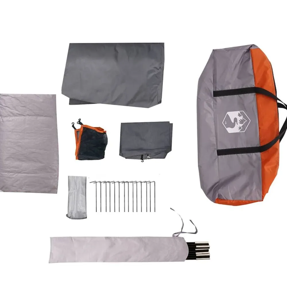 vidaXL Tienda de campaña familiar 8 personas impermeable gris naranja Gris y naranja Online