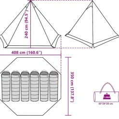 vidaXL Tienda de campaña familiar tipi 6 personas impermeable Verde Hot