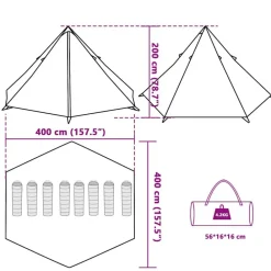 vidaXL Tienda de campaña familiar tipi 8 personas impermeable Verde New