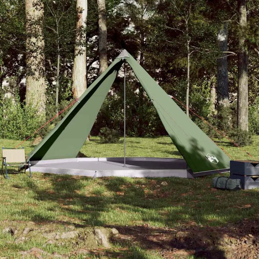 vidaXL Tienda de campaña familiar tipi 8 personas impermeable Verde New