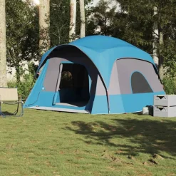 vidaXL Tienda de campaña familiar para 6 personas impermeable Azul Discount