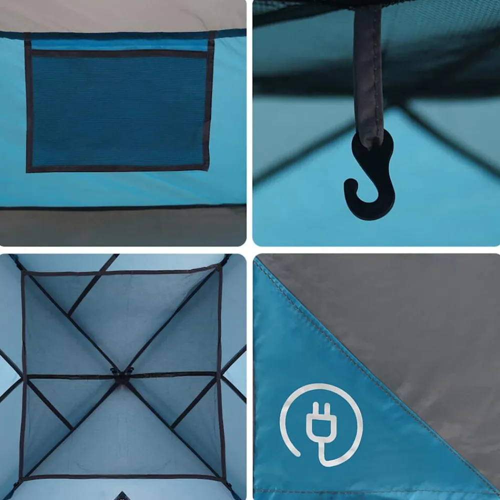 vidaXL Tienda de campaña familiar para 6 personas impermeable Azul Discount