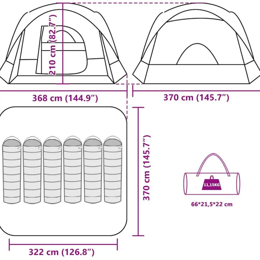 vidaXL Tienda de campaña familiar para 6 personas impermeable Azul Discount