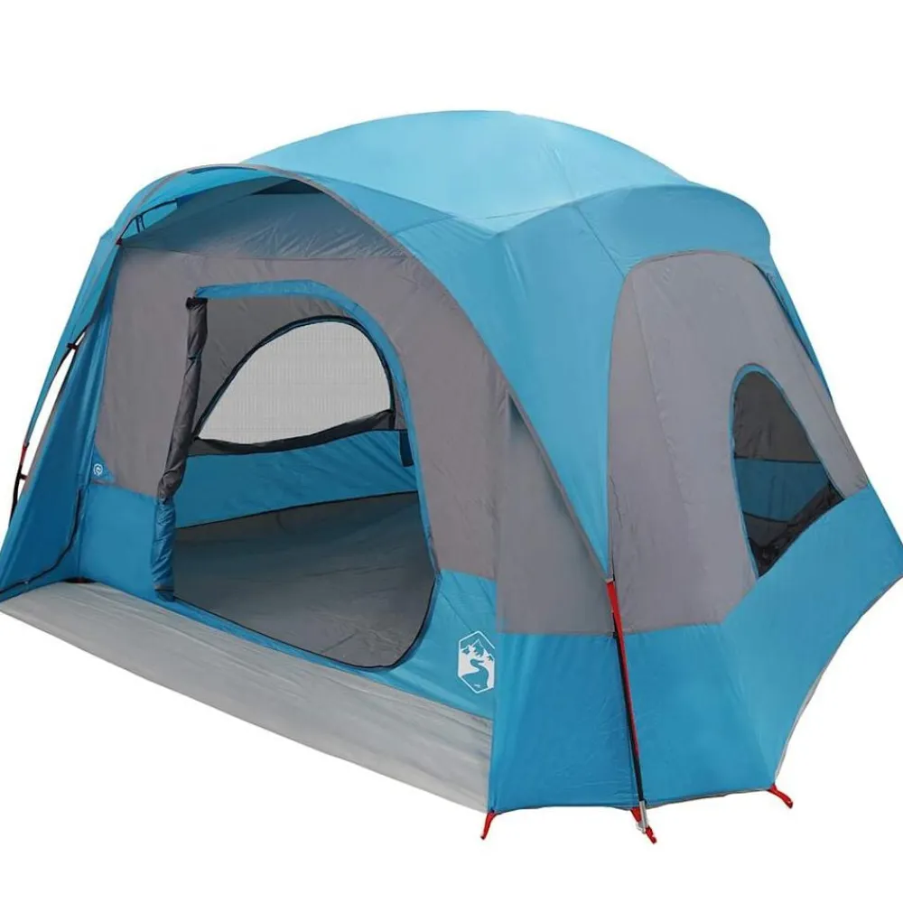 vidaXL Tienda de campaña familiar para 6 personas impermeable Azul Discount