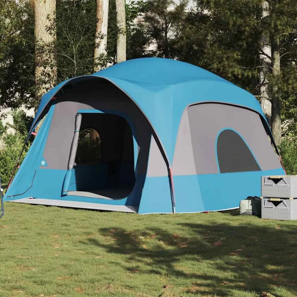 vidaXL Tienda de campaña familiar para 6 personas impermeable Azul Discount