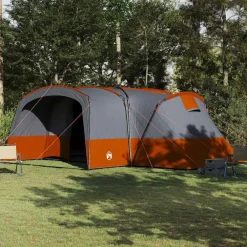 vidaXL Tienda de campaña familiar de 12 personas Gris y naranja New
