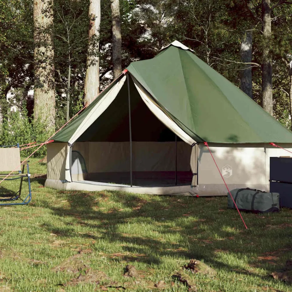 vidaXL Tienda de campaña familiar tipi 6 personas impermeable Verde Best