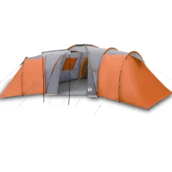 vidaXL Tienda de campaña familiar iglú 12 personas impermeable naranja Gris y naranja Clearance