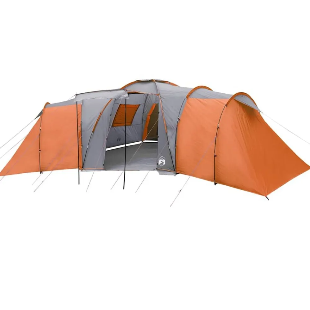 vidaXL Tienda de campaña familiar iglú 12 personas impermeable naranja Gris y naranja Clearance